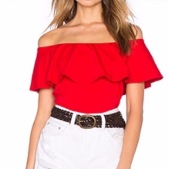 J. Crew Red Offshoulder Bodysuit - Picture 4 of 4